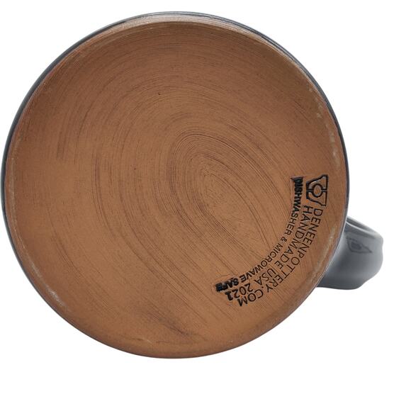 Verena Street Coffee Mug 14oz Deneen Pottery Black Beige Green Drip Glaze Cup - Picture 7 of 10